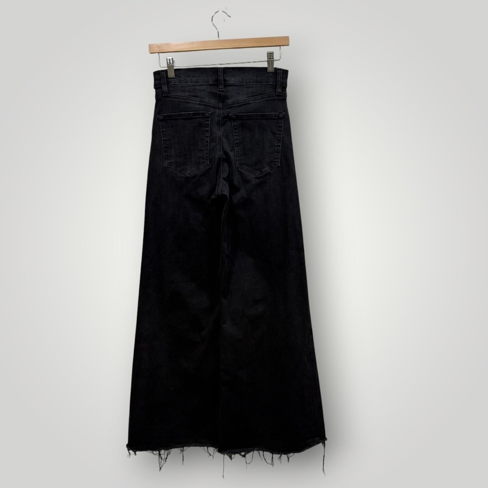FRAME Le Palazzo Crop High Rise Wide Leg Jeans Tilt Raw After Black Size 26 - Picture 5 of 15